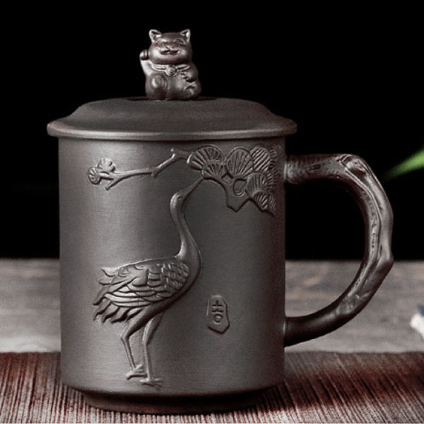 Чашка "LUCKY CAT" чорна глиняна 350 мл.