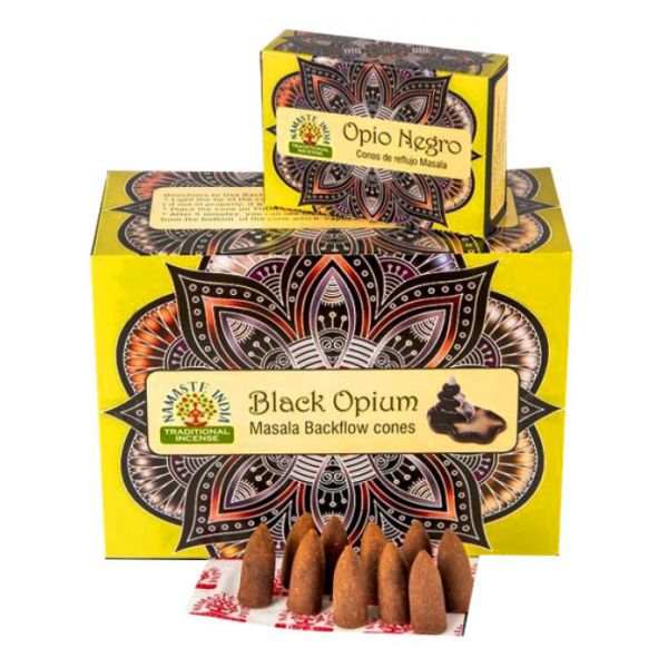 Ароматичні конуси Рідкий дим Чорний Опіум NAMASTE INDIA BLACK OPIUM
